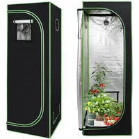 Yugodex Growzelt 60x60x180 cm Grow Tent 600D Oxford Grow Box Lichtdicht und Wasserdicht Pflanzenzelt Growschrank für Homegrowing Indoor-Anbau Luftig Gewächshaus Growroom Schwarz Grün