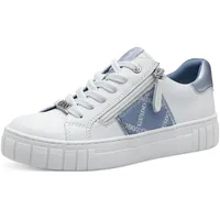 Marco Tozzi by Guido Maria Kretschmer Sneaker flach mit Reißverschluss Freizeit, Mehrfarbig (White/lt.Blue), 41 EU