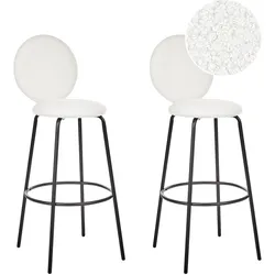 Set mit 2 Barstühlen EMERY Bouclé Weiß