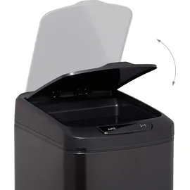Relaxdays Sensor Mülleimer 12l, eckiger Abfalleimer mit Deckel & Inneneimer, Küche & Bad, Automatik Mülleimer, schwarz