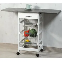 Kesper Küchenwagen - ausklappbaren Arbeitsplatten - Weiß/Grau FSC