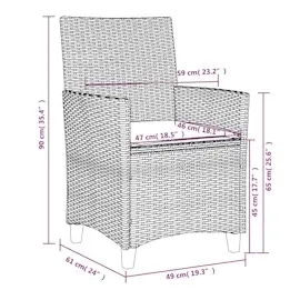 vidaXL Gartenstühle mit Kissen 2 Stk. Beige Poly Rattan Massivholz