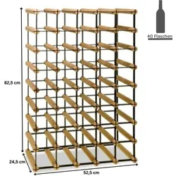 PROREGAL Modulares Weinregal VINOTECA MOD METAL | HxBxT 82,5x52,5x24,5cm | 5x8 Flaschen | Massives Kiefernholz | Natur | Flaschenregal