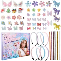 Adventskalender 2024 Mädchen, Adventskalender Haarschmuck Weihnachts Countdown Kalender 24 Tage Bastelset Haarschmuck Kinder DIY Haar Accessoires Making Kit ab 4-12 Jahre Weihnachtsgeschenke