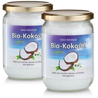 Bio-Kokosöl kalt gepresst & nativ | 2x500ml | flüssig ab ~25°C | Braten & Backen