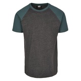 URBAN CLASSICS Herren Raglan Contrast Tee T-Shirt, Mehrfarbig (Charcoal/Bottlegreen 02251), 4XL