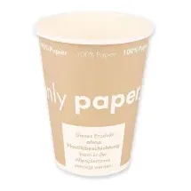 NATUREStar Kaffeebecher Only Paper, D=80 mm 300 ml 50 Stück, vollständig recycelbar, lebensmittelecht, Packabgabe
