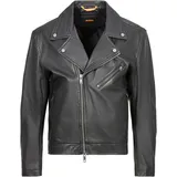 Boss Lederjacke mit Reißverschlusstaschen schwarz