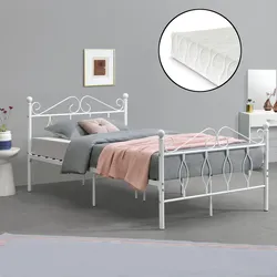 Metallbett Apolda 120x200 cm Jugendbett mit Kaltschaummatratze bis 300kg Weiß