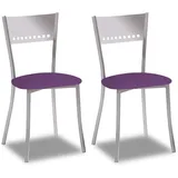 ASTIMESA SCOBBJ Zwei Küchenstühle, Metall, Aubergine, Sitzhöhe 45 cm