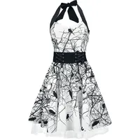 Vixxsin - Rockabilly Kleid knielang - Dark Crow - S bis XL - für Damen - Größe XL - weiß - XL