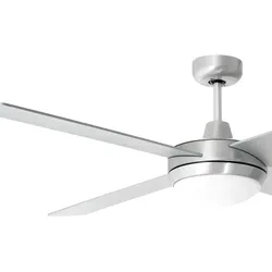 etc-shop Decken Ventilator 132 cm silber FERNBEDIENUNG Kühler Lampe DIMMBAR  im Set inkl. RGB LED Leuchtmittel
