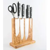 Boumbi Schöner magnetischer Messerblock aus Maserungsholz mit starken Magneten, doppelseitiger Besteckständer und Aufbewahrungsregal (Olivenholz)