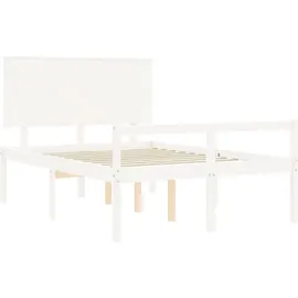 vidaXL Seniorenbett mit Kopfteil Weiß Massivholz
