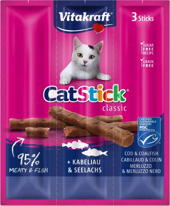 Vitakraft Cat Stick® + Kabeljau & Seelachs 3x18g (Rabatt für Stammkunden 3%)