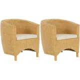 Set/2  Rattan-Sessel Club Wohnzimmersessel Clubsessel Lounge Loungesessel Honig