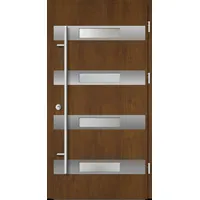 Aluminium  Haustür "OLYMPIA" 92 mm Golden Oak holzähnlich beidseitig außen öffnend DIN rechts