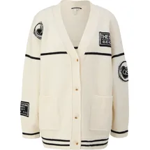 QS Lässige Oversize-Strickjacke mit Patches Creme M