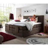 Lomadox Boxspringbett Hotelbett Doppelbett MANAUS-09 in Mocca, Komfort Topper, 180 x 200 cm, H2, elektrisch verstellbar, Taschenfederkern-Matratze - Braun