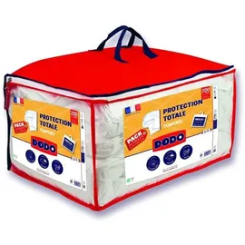 Dodo Total Protection Bettset 220x240 cm Steppdecke + 2 Kissen 60x60 cm + 2 Kissenhüllen/Protektoren 60x60 cm, 100% Polyester, weiß - Weiß