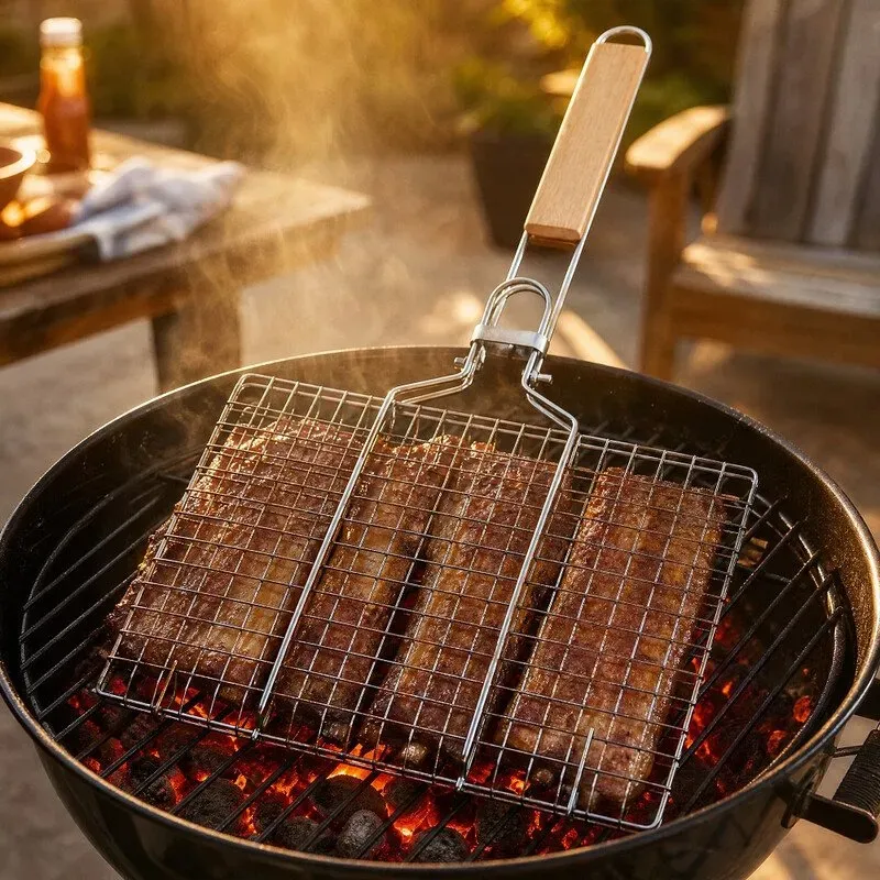Huacan Heißluftfritteuse-Grill, Edelstahl-Mesh-Rahmen, verstärktes mehrschichtiges abnehmbares Ablagegestell, 1 Stück Grill