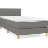 vidaXL Boxspringbett mit Matratze Dunkelgrau 100x200 cm Stoff