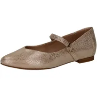 CAPRICE Damen Ballerinas Leder mit Klettverschluss, Gold (Offwh/Lt Gold), 36 EU