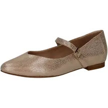 CAPRICE Damen Ballerinas Leder mit Klettverschluss, Gold (Offwh/Lt Gold), 36 EU