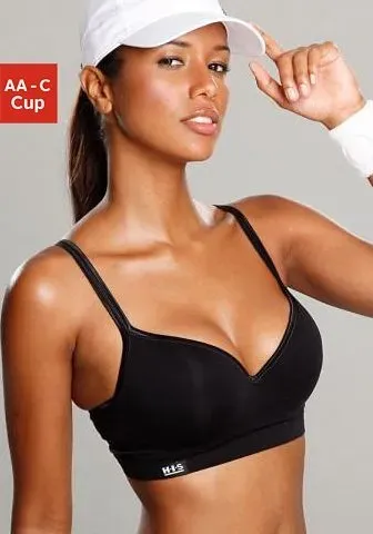 Sport-BH H.I.S, Damen, Gr. 90, Cup C, schwarz, Microtouch, Obermaterial: 85% Polyamid, 15% Elasthan, BHs Sport-BH, mit Push-up-Kissen