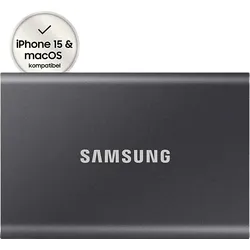 SAMSUNG Portable SSD T7 PC/Mac Festplatte, 2 TB SSD, extern, Titan grey