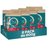 Purina ONE Bifensis Katzenfutter, sterilisiert, für Erwachsene, Ochse und Weizen, 8 Beutel à 800 g