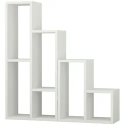 Dmora Bücherregal Dmartí, Büroregal, Mobiler Buchhalter, Bücherbrett, 84x20h89 cm, Weiß
