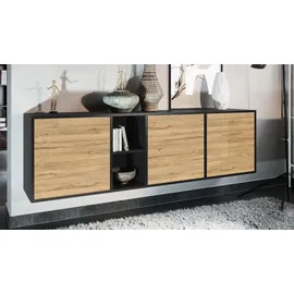 Vladon Sideboard 182 x 53 x 35 cm Schwarz