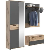 MID.YOU Garderobe Mason 3-teilig ca.175x200x38cm Grau