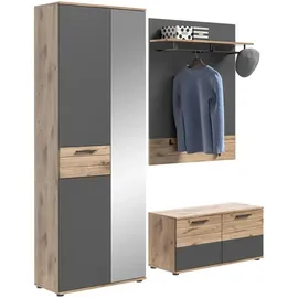 MID.YOU Garderobe Mason 3-teilig ca.175x200x38cm Grau