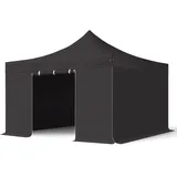 TOOLPORT Faltpavillon Pavillon 4x4m - mit 4 Seitenteilen (ohne Fenster) premium Dach Partyzelt schwarz