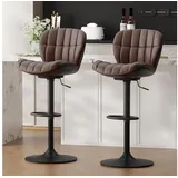 LuxusKollektion Barhocker Barhocker höhenverstellbar PU Leder Drehstuhl 2 Stück Braun braun