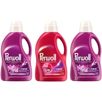 PERWOLL Flüssig-Set 3x 27 Waschladungen (81WL) 1x Color & 2x Color Blütenrausch, Feinwaschmittel reinigt sanft und erneuert Farben und Fasern, mit Dreifach-Renew-Technologie