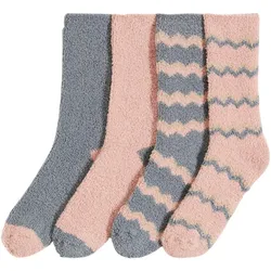 bonprix Kuschelsocken mit recyceltem Polyester (4er Pack), rosa, 39-42