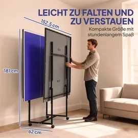 sportnow Tischtennisplatte Klappbar Indoor mit Rollen Blau
