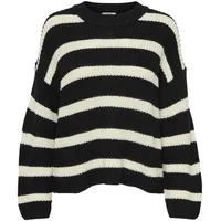 JdY Damen JDYjusty L/S Stripe Knt Noos Jumper Pullover, Schwarz, L