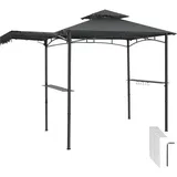Tectake Grillpavillon 3,16 x 1,5 m inkl. 2 Seitenteile Grau/Schwarz
