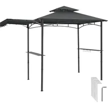 Tectake Grillpavillon 3,16 x 1,5 m inkl. 2 Seitenteile Grau/Schwarz