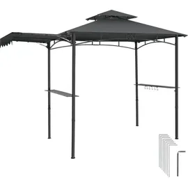 Tectake Grillpavillon 3,16 x 1,5 m inkl. 2 Seitenteile Grau/Schwarz