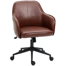 Vinsetto Bürostuhl mit Wippfunktion, Rollen, Schreibtischstuhl mit Kunstlederoptik, 83-91 cm Höhenverstellbarer Drehstuhl für Wohnzimmer, bis 120 kg belastbar Braun Kunststoff, 62x91x58.5 Arbeitszimmer, Bürostühle, Drehstühle