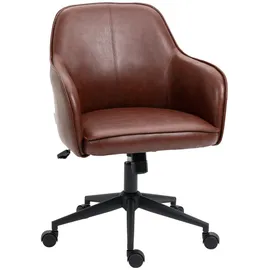 Vinsetto Bürostuhl mit Wippfunktion, Rollen, Schreibtischstuhl mit Kunstlederoptik, 83-91 cm Höhenverstellbarer Drehstuhl für Wohnzimmer, bis 120 kg belastbar Braun Kunststoff, 62x91x58.5 Arbeitszimmer, Bürostühle, Drehstühle