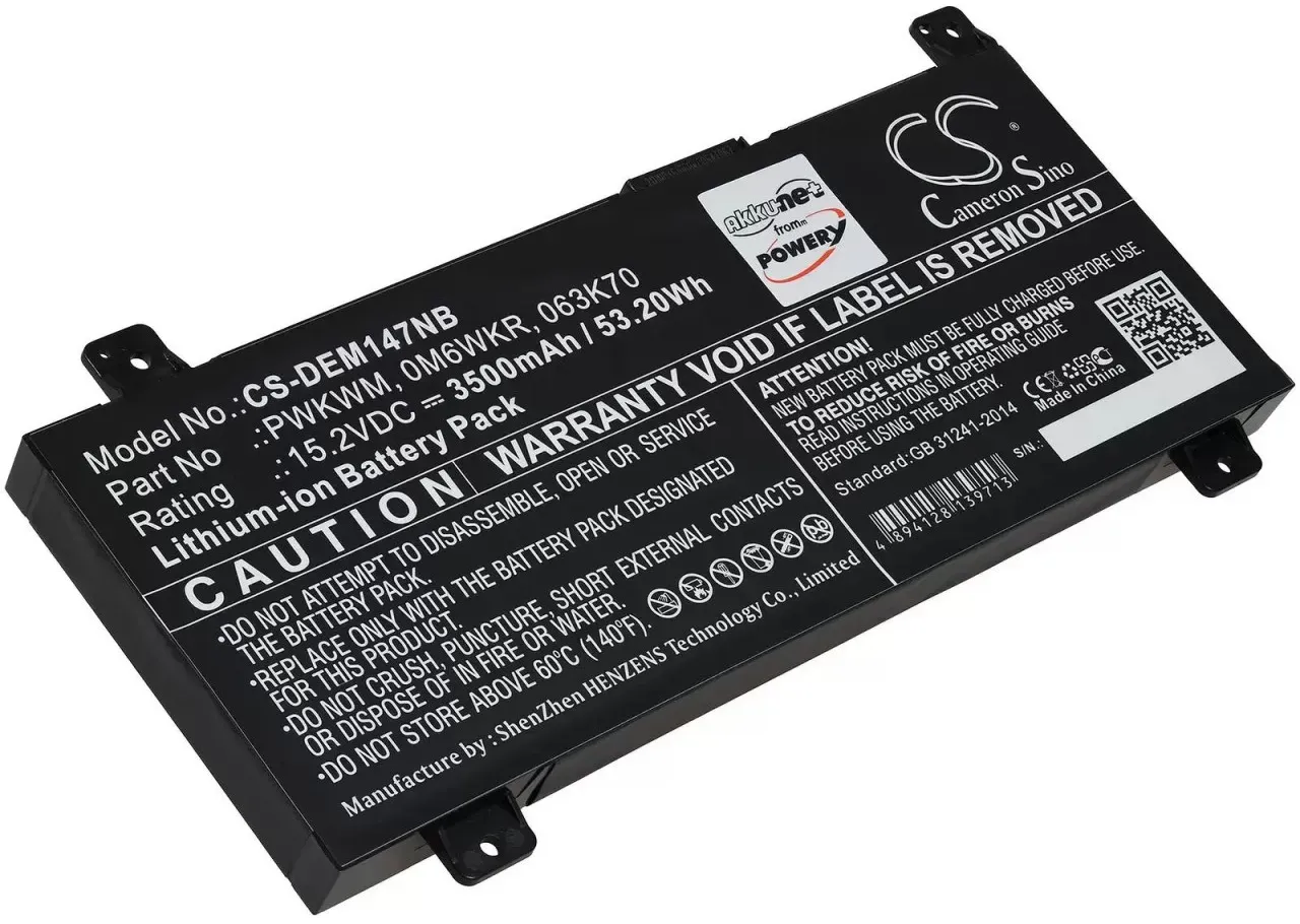 Akku passend für Laptop Dell Inspiron 14 7466, Inspiron 14 7477, Typ 0M6WKR - 15,2V - 3500 mAh