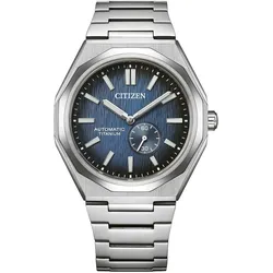 Automatikuhr CITIZEN, titansilberfarben, dunkelblau, Armbanduhren, Herren, Armbanduhr, Herrenuhr, Mechanische Uhr, analog, dezentrale Sekunde