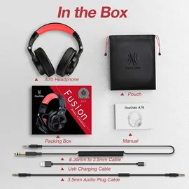 OneOdio A70 Bluetooth Kopfhörer Schwarz-Rot