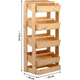 Dobar Vorratsregal Obstkiste aus Holz mit 4 Fächern 53 x 35 x 116 cm natur